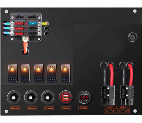 12/24V Camping Battery Control Box Switches Fuse Block Power Outlets 80A Customization