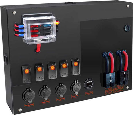 12/24V Camping Battery Control Box Switches Fuse Block Power Outlets 80A Customization