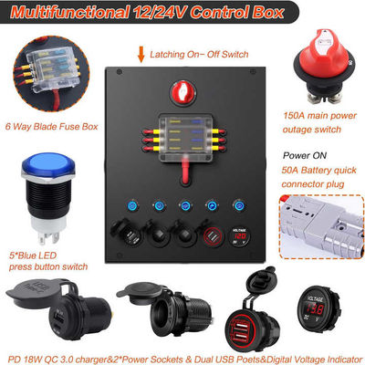 12/24V 50A Kemping Battery Control Box For Car RV Truck 4WD Caravan