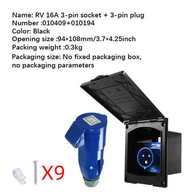 16A Waterproof 220V-240V Flush Mains Inlet Socket For RV / Camper / Trailer