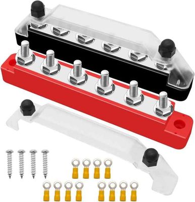 Red Black 300V 48V 130A 150A Power Distribution Bus Bar With M6 Terminal