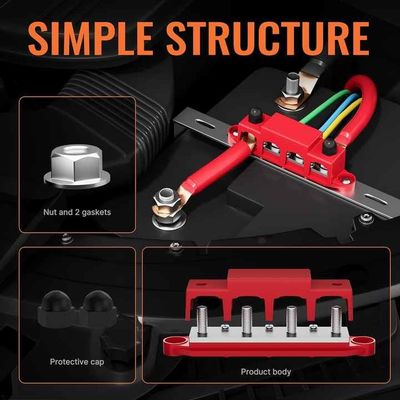 250A 12V 3/8" 4 Stud Power Distribution Block For Auto / Marine Battery