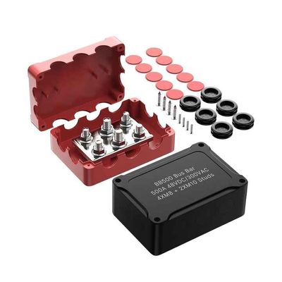 comprar Bloque de distribución de energía de 500A 48VDC con 4M8+2M10 rodillos cubiertos de doble polaridad Fabricación en línea