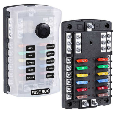 Ulepszona 300A 12-obwodowa skrzynka bezpieczników ostrzowych Dual ATC/ATO 12V/24V Wodoodporna skrzynka bezpieczników do łodzi