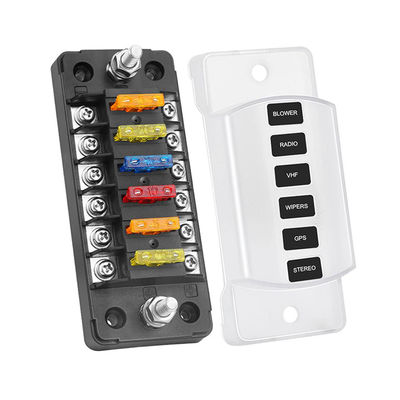 12V/24V 6 Circuit Fuse Block W/Neg Bus Automotive Fuse Block Waterproof