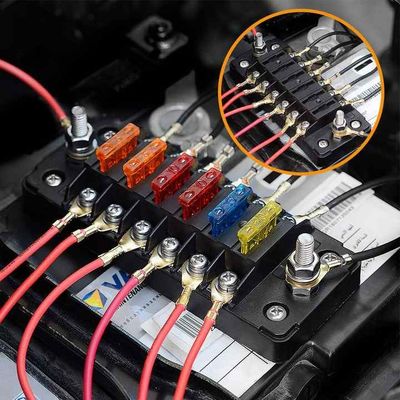 12V/24V 6 Circuit Fuse Block W/Neg Bus Automotive Fuse Block Waterproof