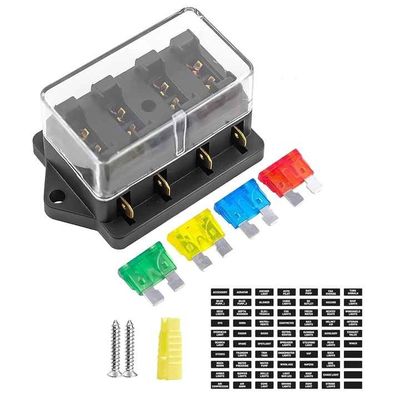 4 Way Blade Fuse Box 10-32VDC Waterproof Automotive Fuse Box User Friendly