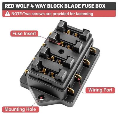 4 Way Blade Fuse Box 10-32VDC Waterproof Automotive Fuse Box User Friendly