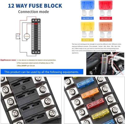 12Way 12Volt Non LED Waterproof Fuse Block For 12V/24V Marine Fuse Block