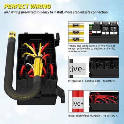 12V Fuse Automotive Block Waterproof 6 Relay 6 ATC/ATO Fuse