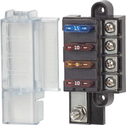 M4 Screw Compact 4 Circuit ST Blade Fuse Block Cover Terminals 3.64"W 1.73"H