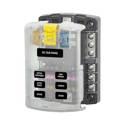 M4 Screw 6 Blade Fuse Block Cover Terminals 4"W 2"H Waterproof Fuse Panel
