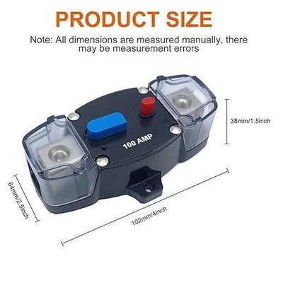 100-300A Manual Reset Circuit Breaker 12-48VDC Inline Fuse Block 0-8 AWG