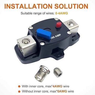 100-300A Manual Reset Circuit Breaker 12-48VDC Inline Fuse Block 0-8 AWG