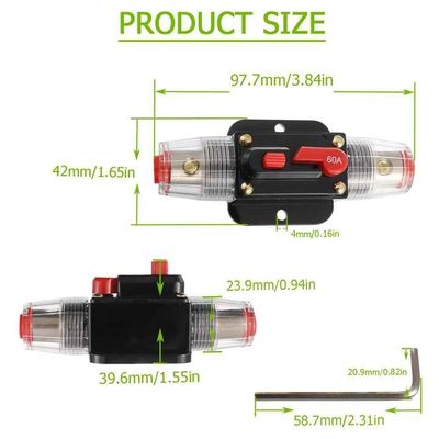 Mini 60A Fuse Switch 12V-48V Circuit Breaker Box For Marine RV Auto Boat EV Solar