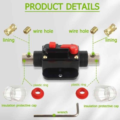 Mini 60A Fuse Switch 12V-48V Circuit Breaker Box For Marine RV Auto Boat EV Solar
