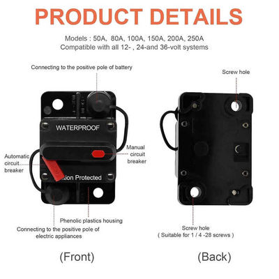 DC12V-48V 60 Amp Circuit Breaker Waterproof Marine Stereo & Battery Manual Reset CB