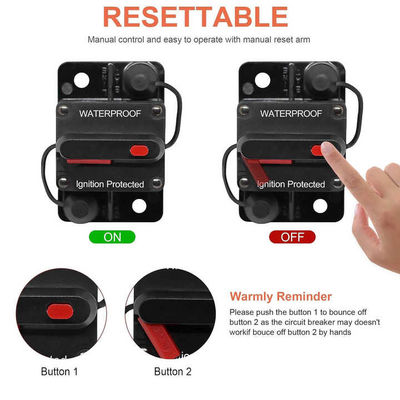 DC12V-48V 60 Amp Circuit Breaker Waterproof Marine Stereo & Battery Manual Reset CB