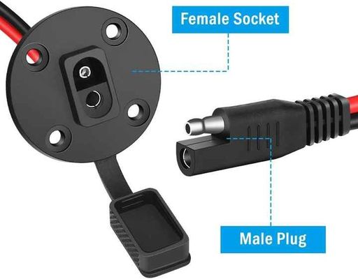 SAE Extension Cable With Power Outlet Port 12AWG For Solar / Battery Charger