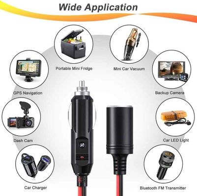3 Way Cigarette Lighter Splitter Wiring Harness 12 Inch 16AWG 15A Car Power Splitter