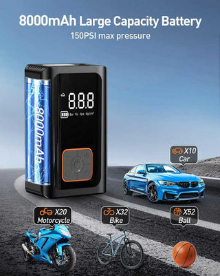 8000mAh Car Air Pump 150PSI LED Digital Cordless Portable Tire Inflator