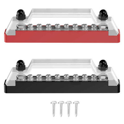ซื้อ 12V 100A มินิเทอร์มินอลบล็อกจ่ายไฟ Bus Bar สูงสุด DC-150A 48V พร้อมฝาครอบ 2M6+8M4 Posts การผลิตออนไลน์