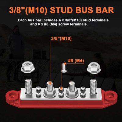 12V 250A 4M10+6M4 Studs Marine Power Busbar Flame Retardant Space Saving