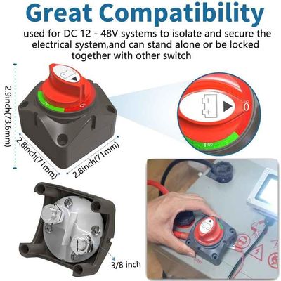 Battery Disconnect Switch 12V-48V Master 275A High Current Marine RV Disconnect Switch