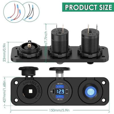 Double QC3.0 PD 2 Port Car Charger 54W Car Charger Adapter With On / Off Switch