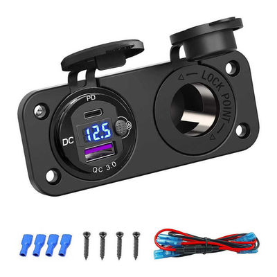 2 Ports PD QC3.0 Dual USB Car Charger With Waterproof Switch Long Lasting