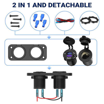 2 Ports PD QC3.0 Dual USB Car Charger With Waterproof Switch Long Lasting