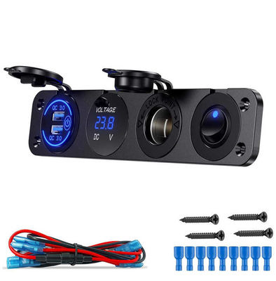 Dual QC3.0 5V/3A9V/2A 36W USB Car Charger 12-24V On/Off Switch Voltage Display