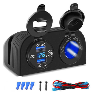kupować Ładowarka samochodowa QC3.0 z podwójnym USB, wodoodpornym przełącznikiem i napięciem 12-24V produkcja online