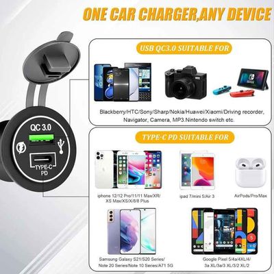 QC3.0 PD 54W USB Car Charger Voltage Display Socket Fast Car Charger
