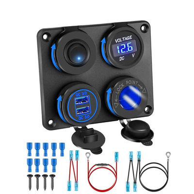kupować 4-panelowa ładowarka samochodowa 36W QC3.0 z dwoma portami USB, napięcie 12-24V, ABS/PC online manufacture