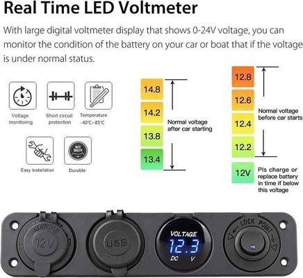 Professional 21W Dual QC2.0 USB Car Phone Charger 12-24V Voltage Display ABS/PC