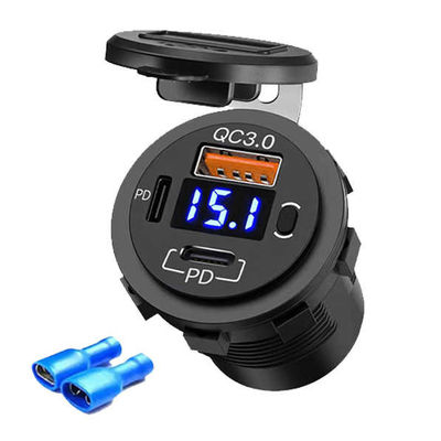 Dual PD QC3.0 12V/24V Triple USB Car Charger Fast Phone Receptacle