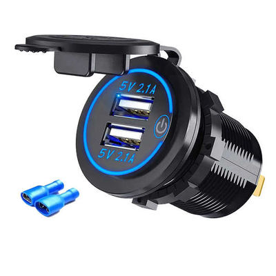 ซื้อ เทรนดี้ 5V 2.1A Dual Port Car Charger 3 สี LED USB ชาร์จรถ การผลิตออนไลน์