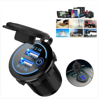 Trendy 5V 2.1A Dual Port Car Charger 3 Color LED USB Car Charger