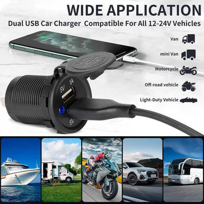 Popular 12V 24V Dual USB Cigarette Charger Waterproof Vehicle USB Charger