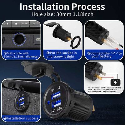 Popular 12V 24V Dual USB Cigarette Charger Waterproof Vehicle USB Charger
