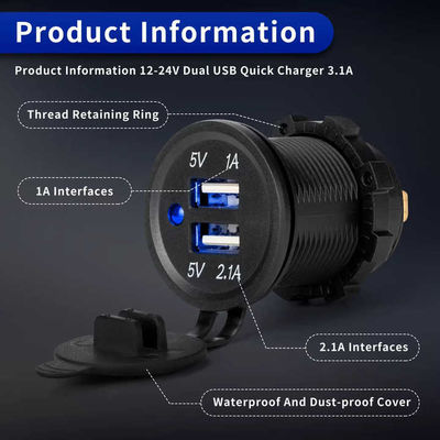 Multi Port 12V 24V USB Charger Waterproofing Auto Motorcycle Cell Phone Charger