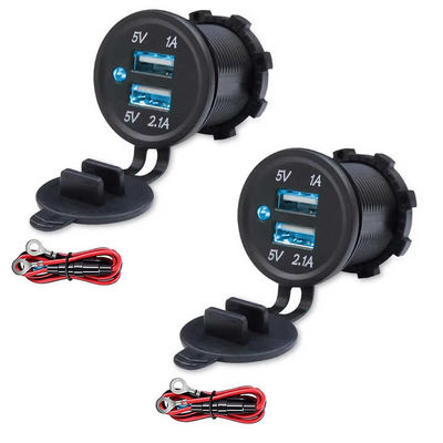2 Pack 12V 24V IP65 Waterproof Auto USB Charger Double USB Car Charger