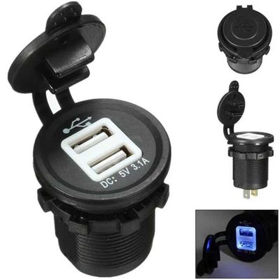 Small Round 5V 3.1A Dual USB Car Charger Socket Power Adapter For IPhone16