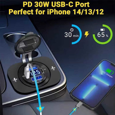 Safety Quad USB Car Charger Socket Dual PD QC3.0 Fast Charging Car Charger