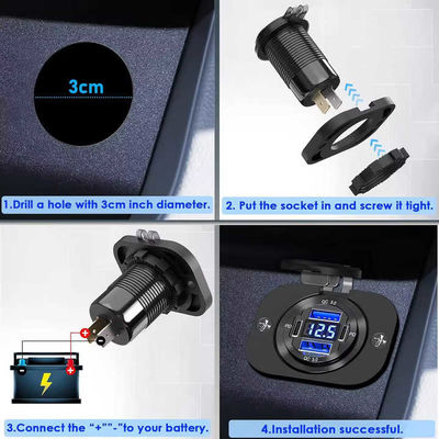 Safety Quad USB Car Charger Socket Dual PD QC3.0 Fast Charging Car Charger