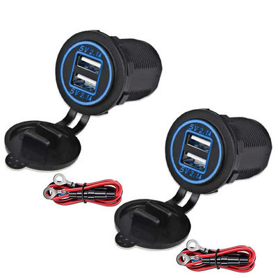 Three Colors LED Car Charger Socket 5V 2.1A Dual USB IPhone 16 Car Charger