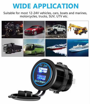 Intelligent QC3.0 5V 2.4A 12-24V Dual USB Vehicle Charger Easy Operation