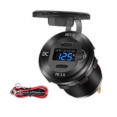 Beli Compact Dual PD 3.0 Car Charger USB Type C Car Charger Dengan Voltmeter Switch online manufacture