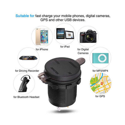 12Volt Dual USB Car Charger Socket 5V 2.1A For Car Bus Motorcycle Boat Charging